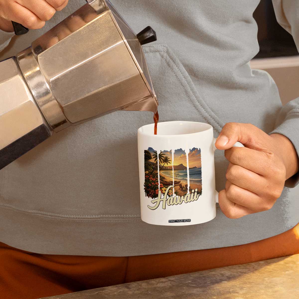 Vintage Hawaii Beach Travel Coffee Mug Sunset Ocean Landscape TS12 Print Your Wear