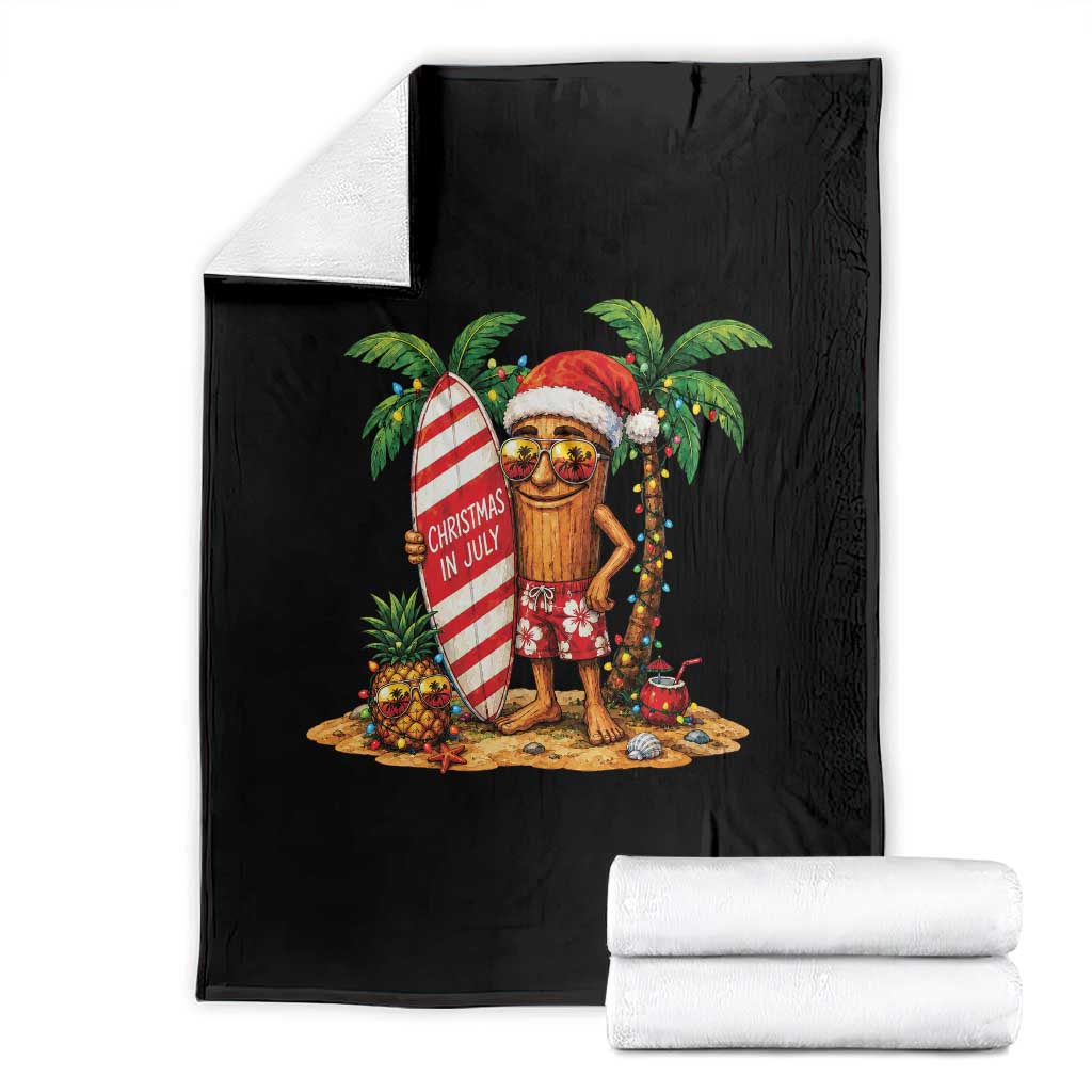 Funny Tung Tung Sahur Christmas In July Throw Blanket Beach Party Vacation TS12 Black Print Your Wear