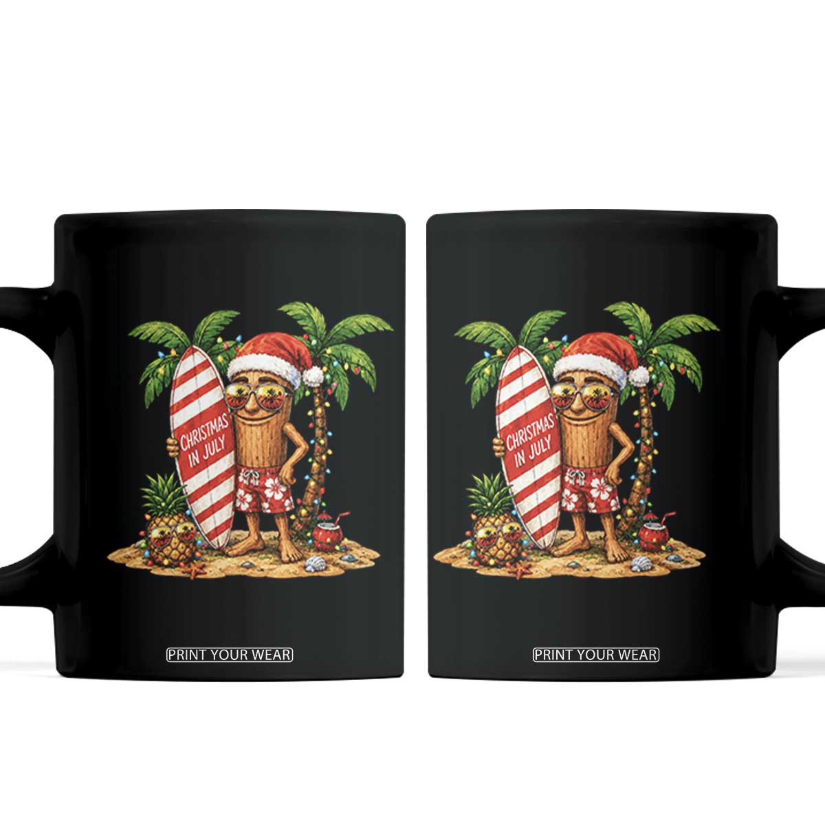 Funny Tung Tung Sahur Christmas In July Coffee Mug Beach Party Vacation TS12 Black Print Your Wear