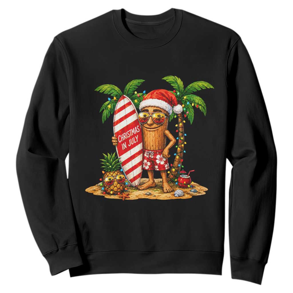 Funny Tung Tung Sahur Christmas In July Sweatshirt Beach Party Vacation TS12 Black Print Your Wear