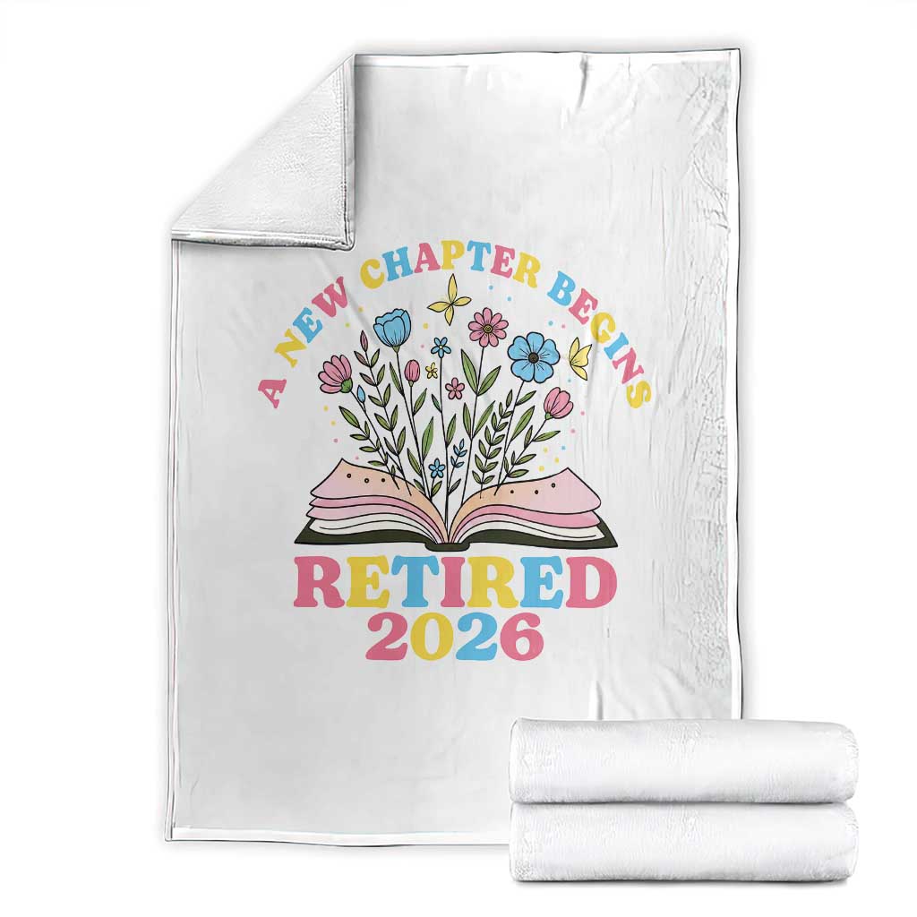 Women Retirement Life Throw Blanket Retired 2026 A New Chapter Begins Floral Book TS12 White Print Your Wear