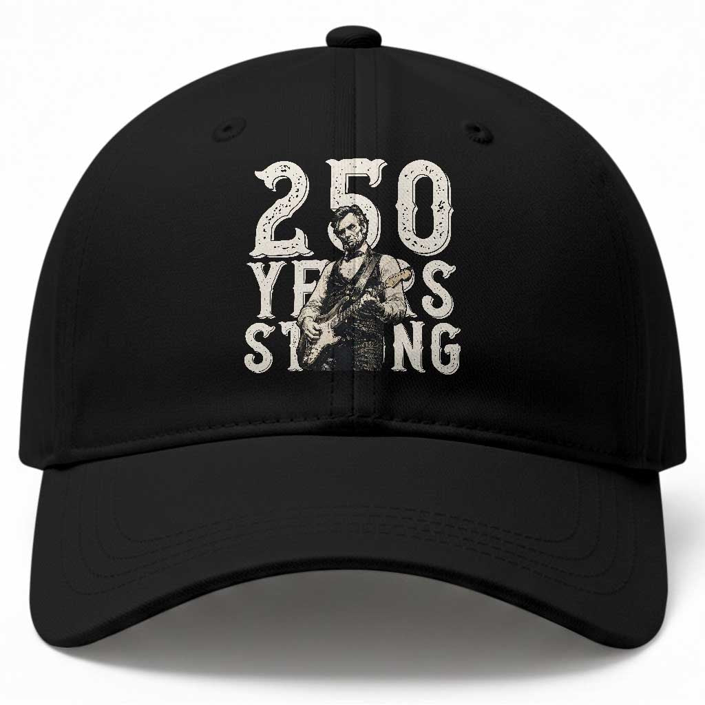Vintage Abraham Lincoln Playing Guitar Baseball Cap 250 Years Strong TS12 Print Your Wear