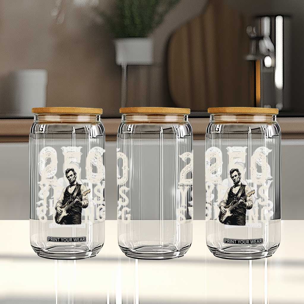 Vintage Abraham Lincoln Playing Guitar Glass Can 250 Years Strong TS12 Print Your Wear