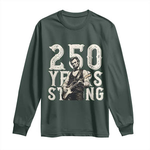 Vintage Abraham Lincoln Playing Guitar Long Sleeve Shirt 250 Years Strong TS12 Dark Forest Green Print Your Wear