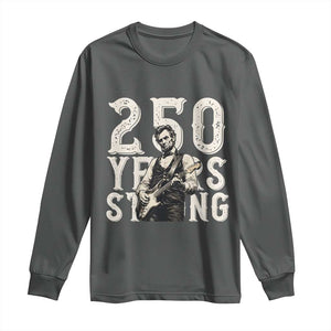 Vintage Abraham Lincoln Playing Guitar Long Sleeve Shirt 250 Years Strong TS12 Dark Heather Print Your Wear