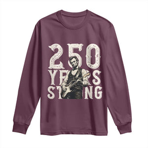 Vintage Abraham Lincoln Playing Guitar Long Sleeve Shirt 250 Years Strong TS12 Maroon Print Your Wear