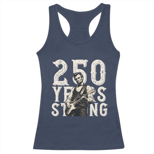 Vintage Abraham Lincoln Playing Guitar Racerback Tank Top 250 Years Strong TS12 Navy Print Your Wear