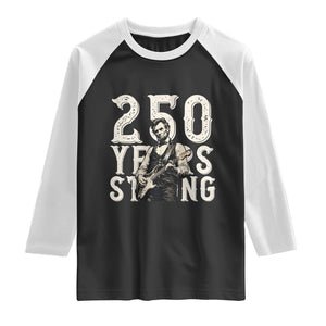 Vintage Abraham Lincoln Playing Guitar Raglan Shirt 250 Years Strong TS12 Black White Print Your Wear