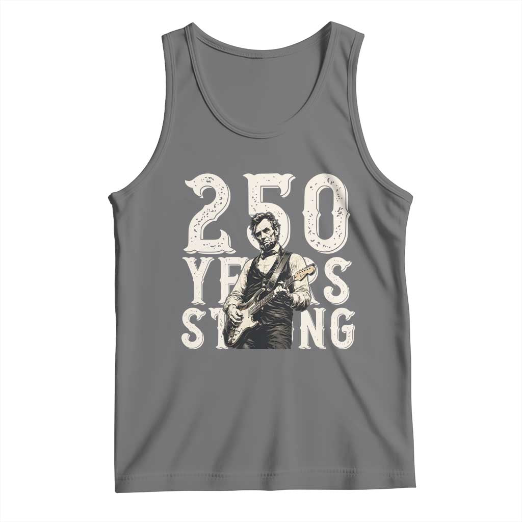Vintage Abraham Lincoln Playing Guitar Tank Top 250 Years Strong TS12 Black Heather Print Your Wear