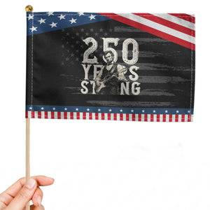 Vintage Abraham Lincoln Playing Guitar Patriotic Handheld Flag 250 Years Strong TS12 Distressed 8.2" × 5.5" Black Blue Print Your Wear