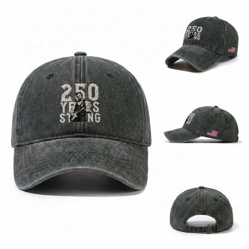 Vintage Abraham Lincoln Playing Guitar Washed Cotton Baseball Cap 250 Years Strong TS12 Washed Cap Universal Fit Dark Green Print Your Wear