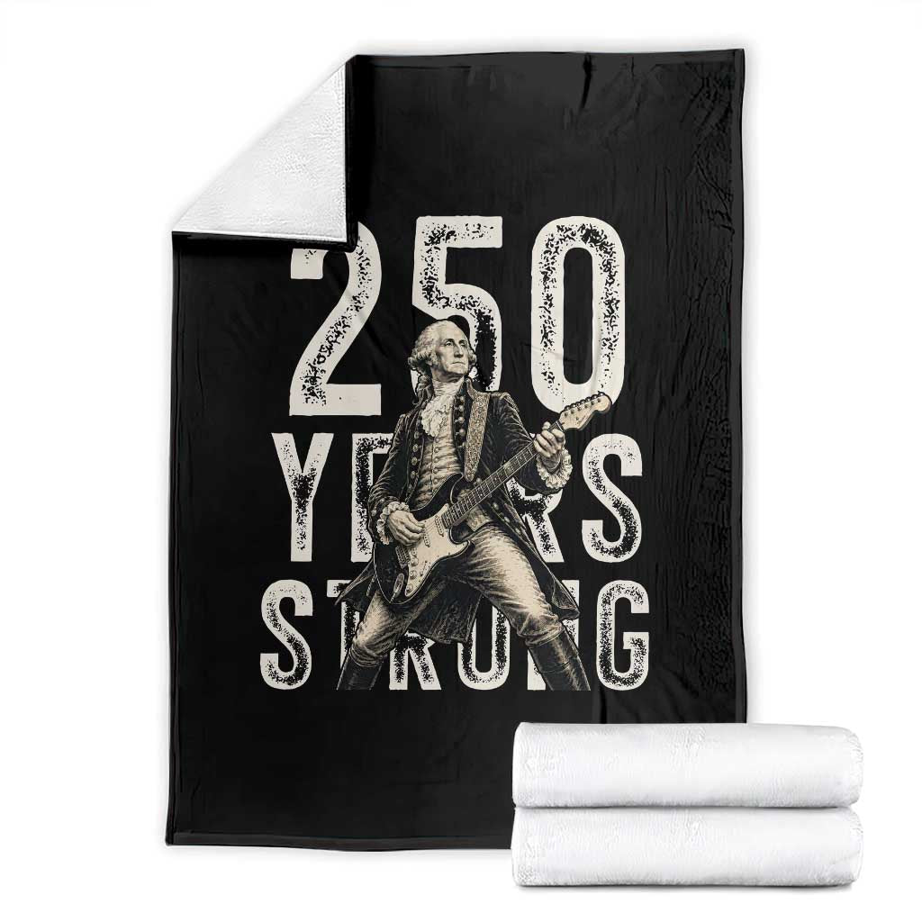Vintage George Washington Playing Guitar Throw Blanket 250 Years Strong TS12 Black Print Your Wear