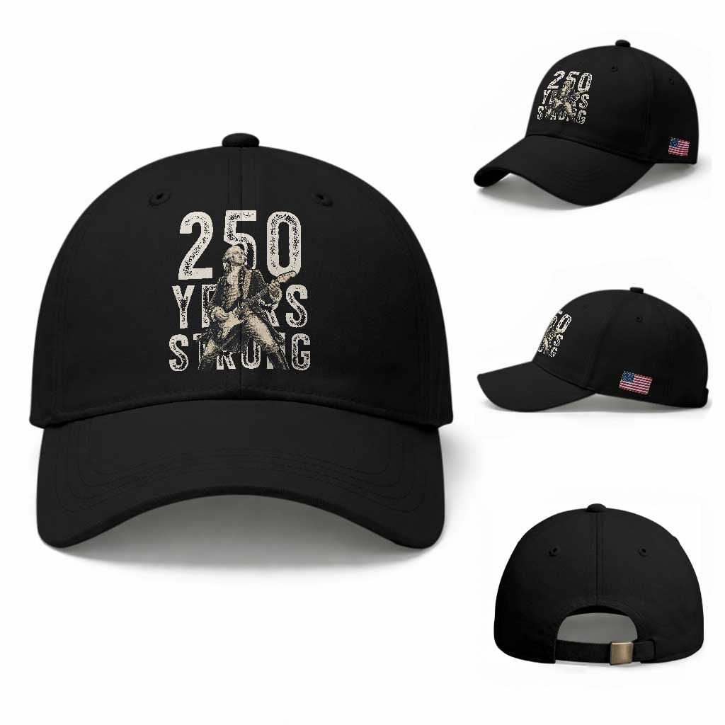 Vintage George Washington Playing Guitar Baseball Cap 250 Years Strong TS12 Baseball Cap Universal Fit Black Print Your Wear