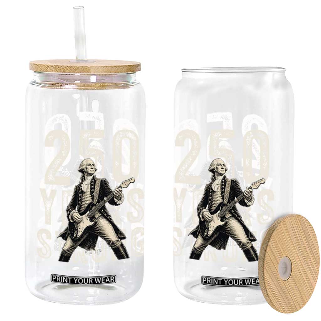 Vintage George Washington Playing Guitar Glass Can 250 Years Strong TS12 Print Your Wear