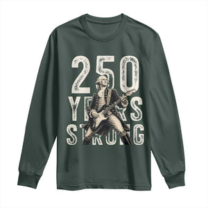 Vintage George Washington Playing Guitar Long Sleeve Shirt 250 Years Strong TS12 Dark Forest Green Print Your Wear