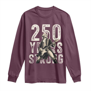 Vintage George Washington Playing Guitar Long Sleeve Shirt 250 Years Strong TS12 Maroon Print Your Wear