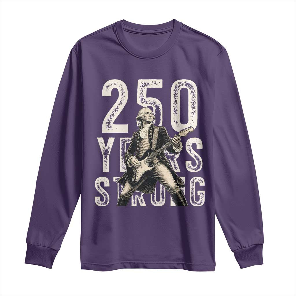 Vintage George Washington Playing Guitar Long Sleeve Shirt 250 Years Strong TS12 Purple Print Your Wear