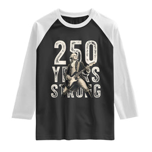 Vintage George Washington Playing Guitar Raglan Shirt 250 Years Strong TS12 Black White Print Your Wear