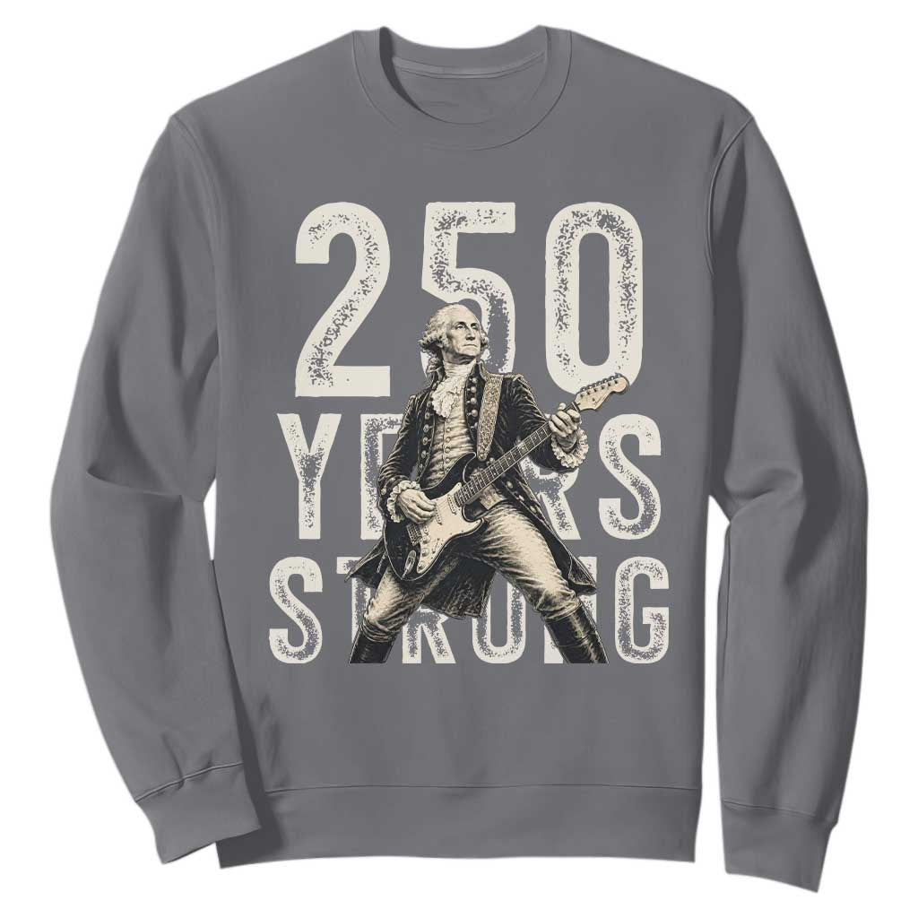 Vintage George Washington Playing Guitar Sweatshirt 250 Years Strong TS12 Charcoal Print Your Wear