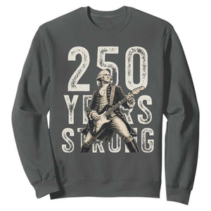 Vintage George Washington Playing Guitar Sweatshirt 250 Years Strong TS12 Dark Heather Print Your Wear