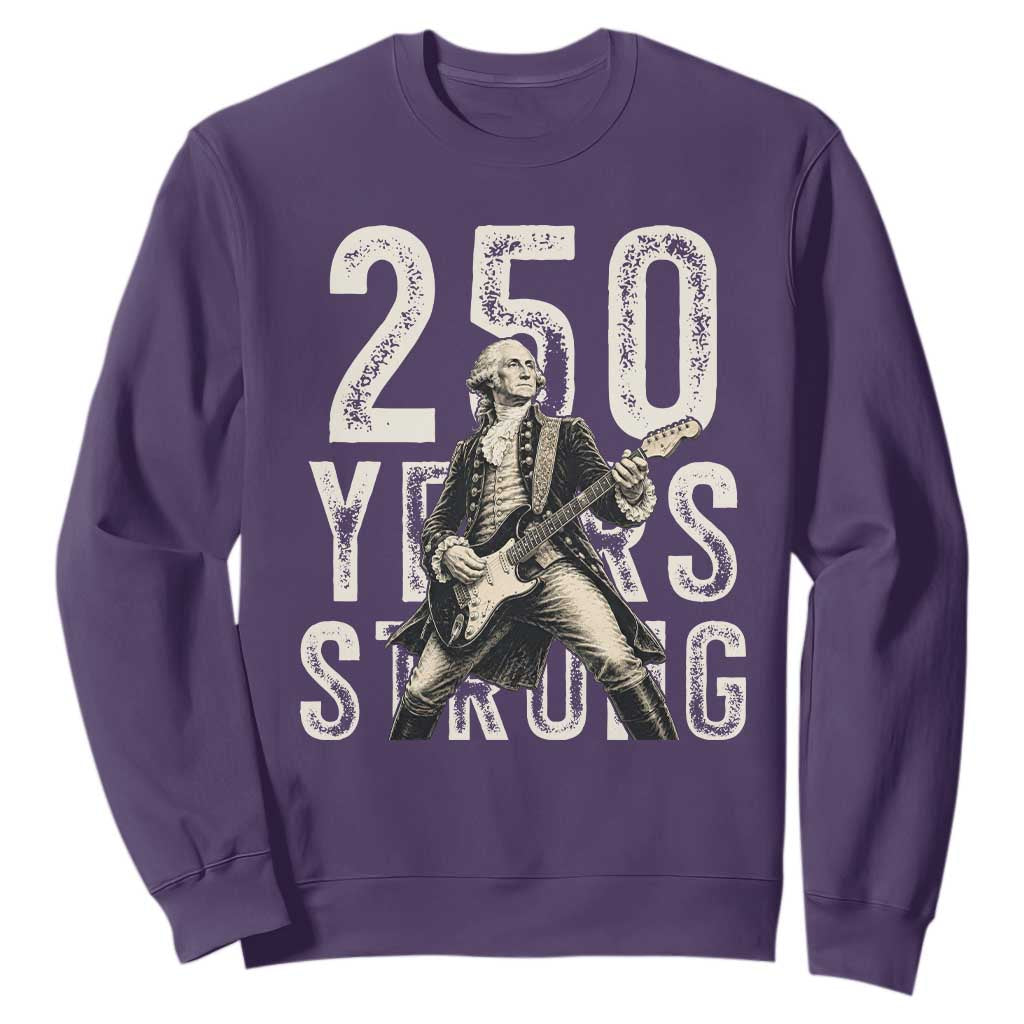 Vintage George Washington Playing Guitar Sweatshirt 250 Years Strong TS12 Purple Print Your Wear