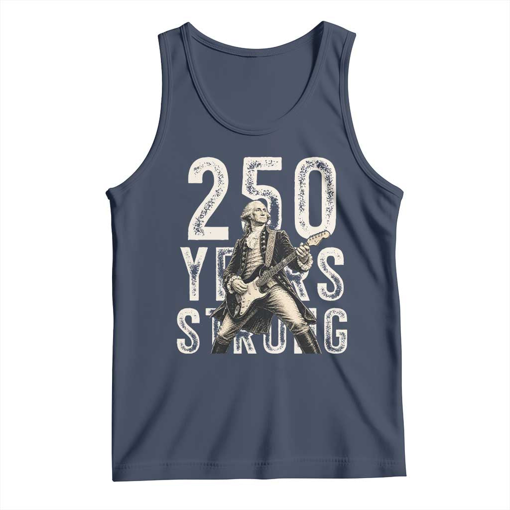 Vintage George Washington Playing Guitar Tank Top 250 Years Strong TS12 Navy Print Your Wear