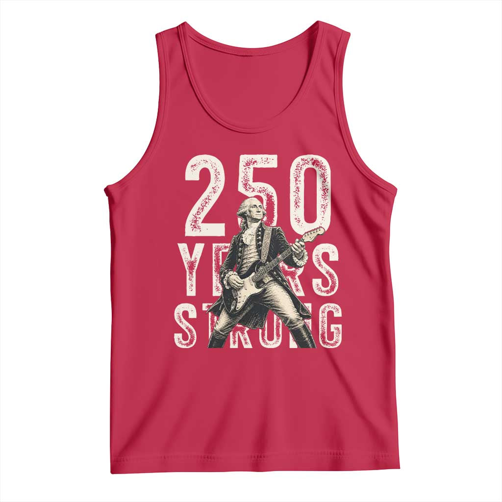 Vintage George Washington Playing Guitar Tank Top 250 Years Strong TS12 Red Print Your Wear