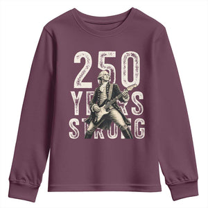 Vintage George Washington Playing Guitar Youth Sweatshirt 250 Years Strong TS12 Maroon Print Your Wear