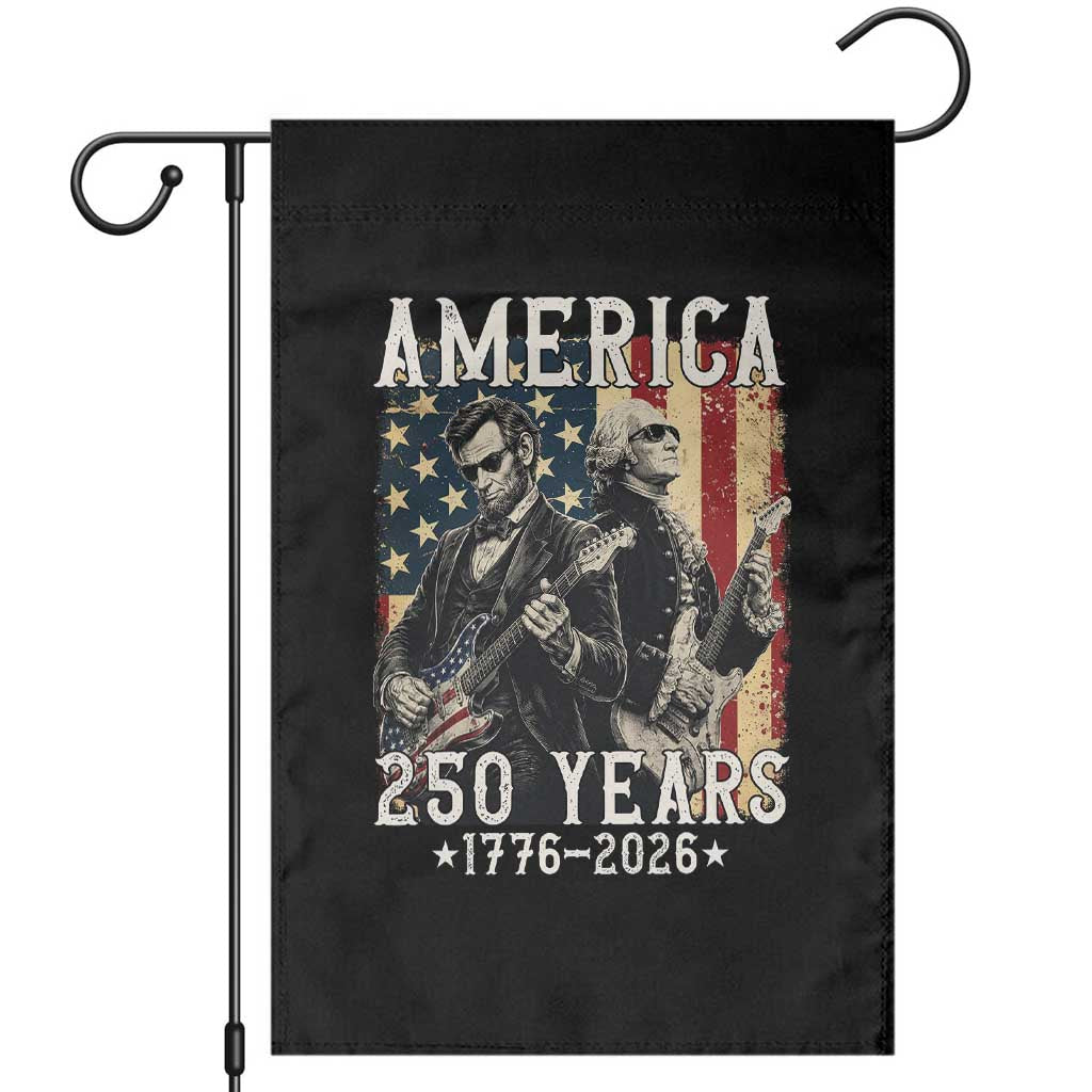 George Washington Abe Lincoln Playing Guitar Garden Flag USA 250th Anniversary Guitarist Graphic TS12 Black Print Your Wear