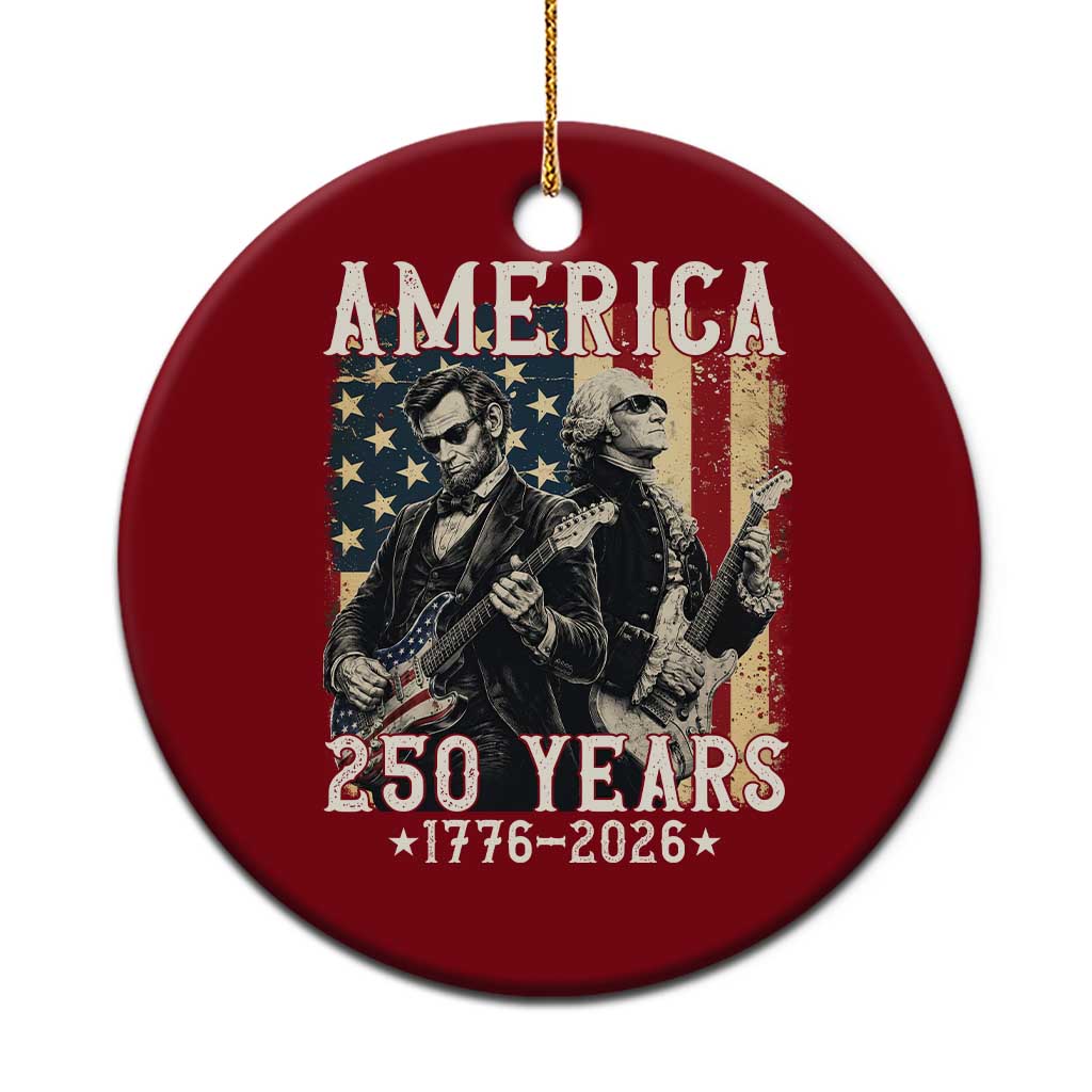 George Washington Abe Lincoln Playing Guitar Ceramic Ornament USA 250th Anniversary Guitarist Graphic TS12 1pc Red Print Your Wear