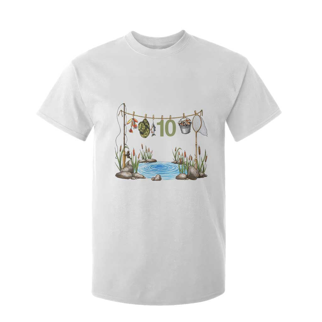 10th Birthday Fishing T Shirt For Kid Fisherman Birthday Party Gift TS12 White Print Your Wear