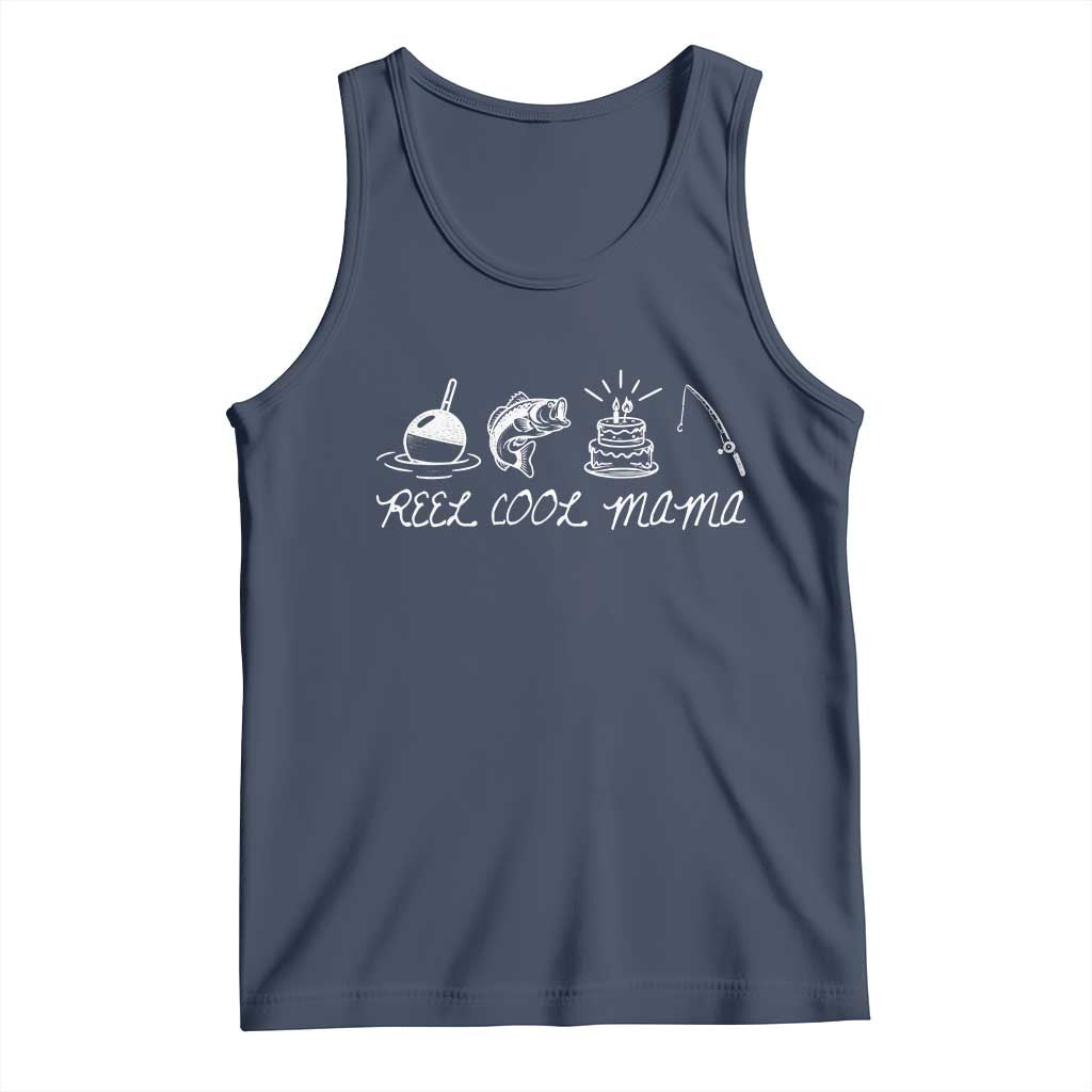 Reel Cool Mama Tank Top Funny Fishing Mom Birthday Gift TS12 Navy Print Your Wear