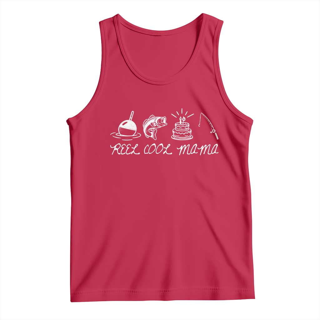 Reel Cool Mama Tank Top Funny Fishing Mom Birthday Gift TS12 Red Print Your Wear