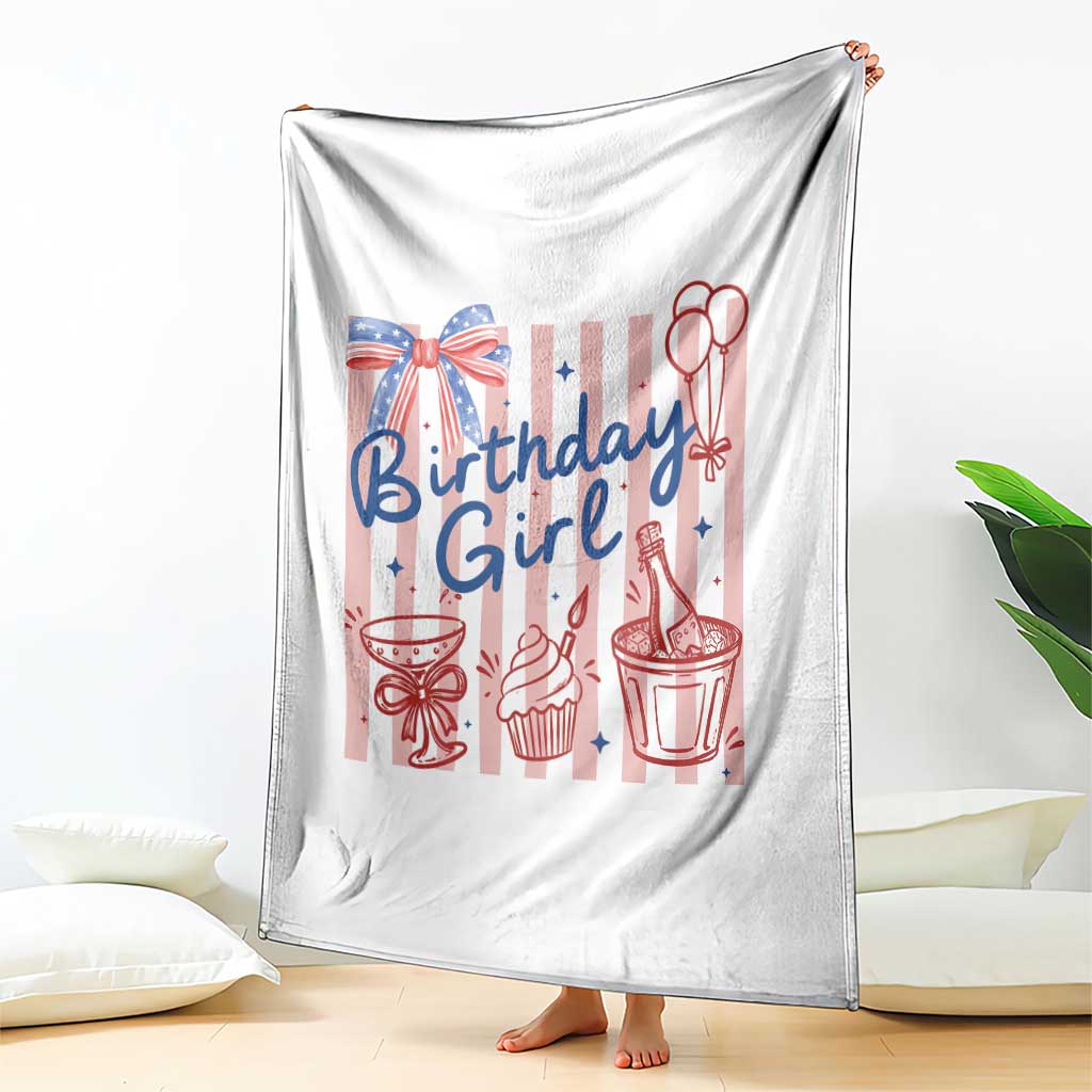 Patriotic Birthday Girl Throw Blanket Red White And Blue Party Graphic TS12 Print Your Wear