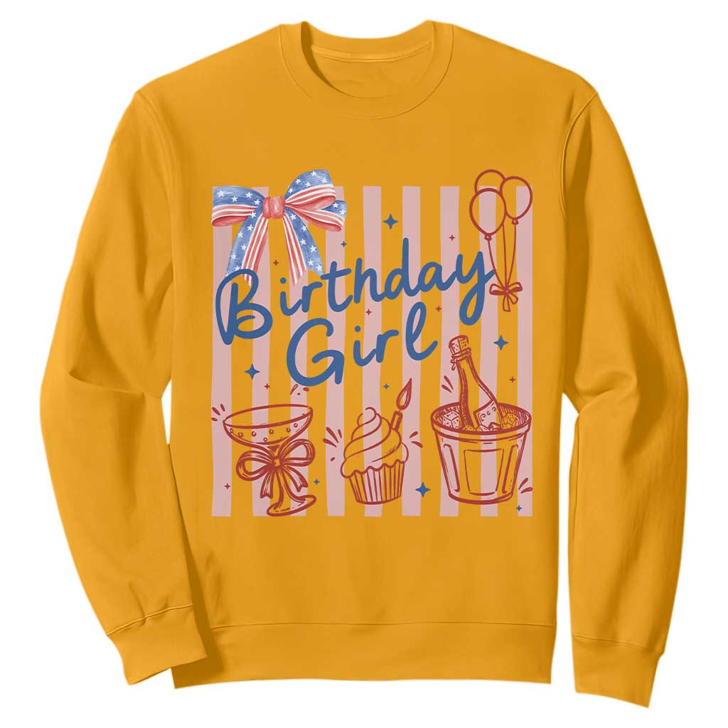 Patriotic Birthday Girl Sweatshirt Red White And Blue Party Graphic TS12 Gold Print Your Wear