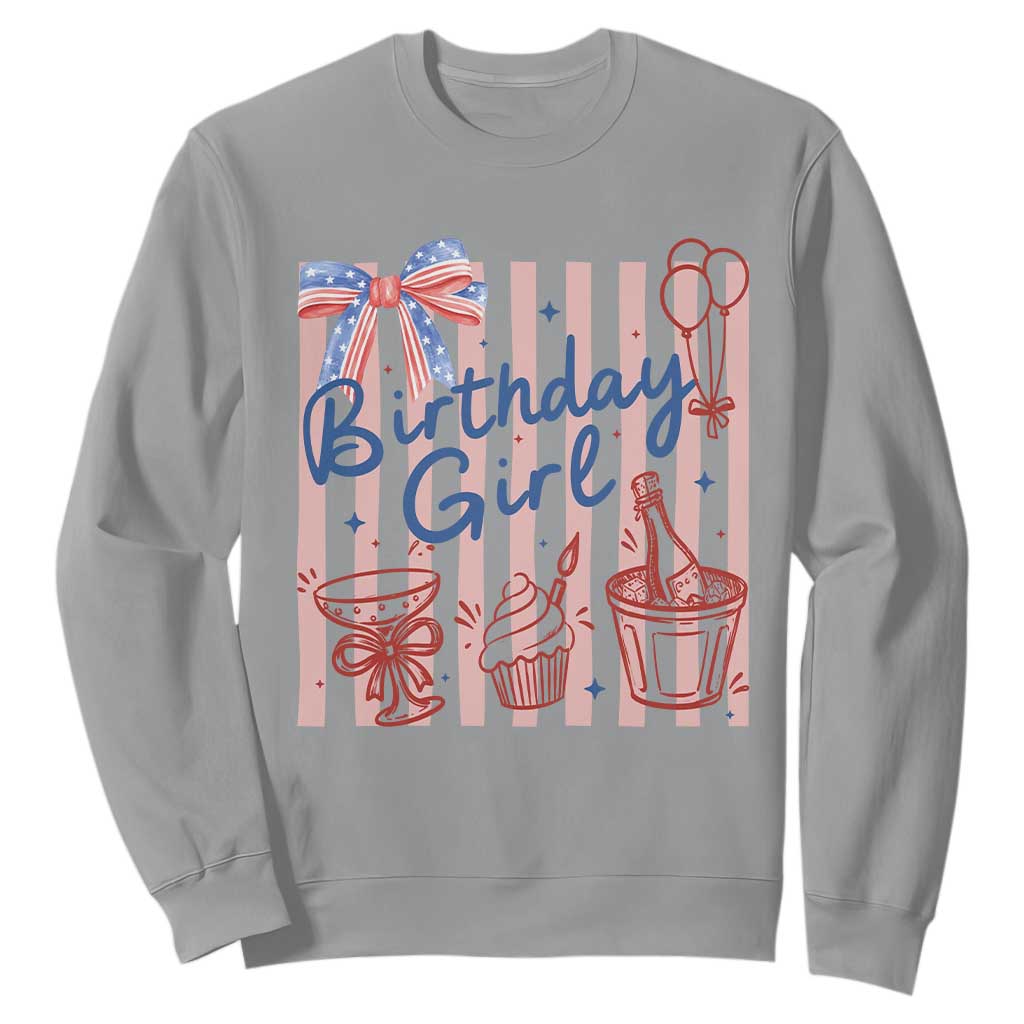 Patriotic Birthday Girl Sweatshirt Red White And Blue Party Graphic TS12 Sport Gray Print Your Wear