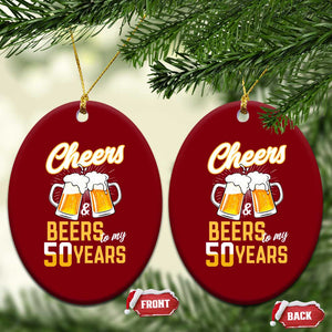 50th Birthday Party Gift Ceramic Ornament Cheers Beers To My 50 Years TS12 Print Your Wear
