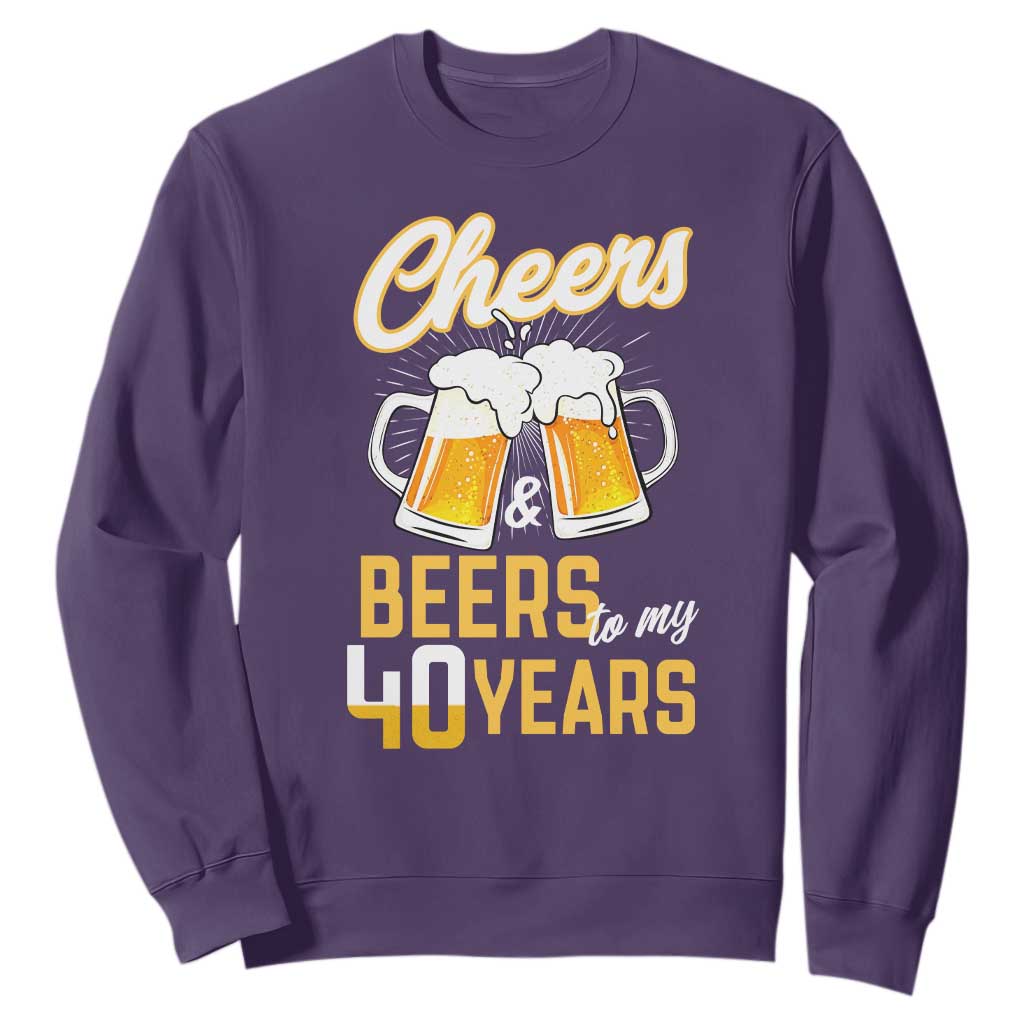 40th Birthday Party Gift Sweatshirt Cheers Beers To My 40 Years TS12 Purple Print Your Wear