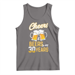 30th Birthday Party Gift Tank Top Cheers Beers To My 30 Years TS12 Deep Heather Print Your Wear
