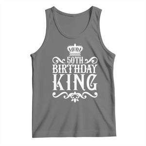 50th Birthday King Royal Crown Graphic For Men Tank Top TS12 Black Heather Print Your Wear