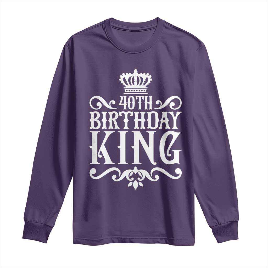 40th Birthday King Royal Crown Graphic For Men Long Sleeve Shirt TS12 Purple Print Your Wear