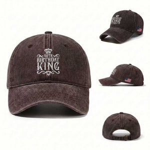 40th Birthday King Royal Crown Graphic For Men Washed Cotton Baseball Cap TS12 Washed Cap Universal Fit Dark Brown Print Your Wear