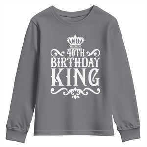 40th Birthday King Royal Crown Graphic For Men Youth Sweatshirt TS12 Charcoal Print Your Wear