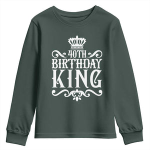 40th Birthday King Royal Crown Graphic For Men Youth Sweatshirt TS12 Dark Forest Green Print Your Wear