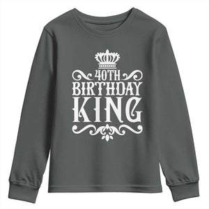 40th Birthday King Royal Crown Graphic For Men Youth Sweatshirt TS12 Dark Heather Print Your Wear