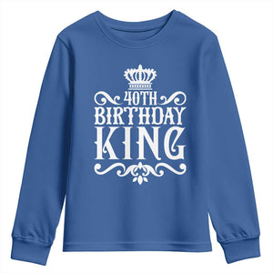 40th Birthday King Royal Crown Graphic For Men Youth Sweatshirt TS12 Royal Blue Print Your Wear