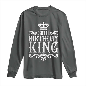 30th Birthday King Long Sleeve Shirt Royal Crown Graphic For Men TS12 Dark Heather Print Your Wear