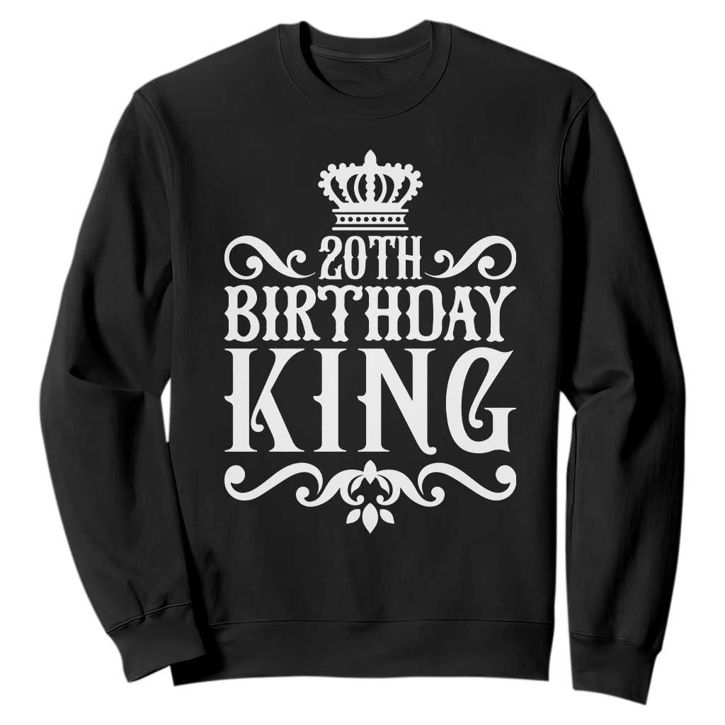 20th Birthday King Crown Gift For Men Sweatshirt TS12 Black Print Your Wear