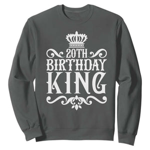 20th Birthday King Crown Gift For Men Sweatshirt TS12 Dark Heather Print Your Wear