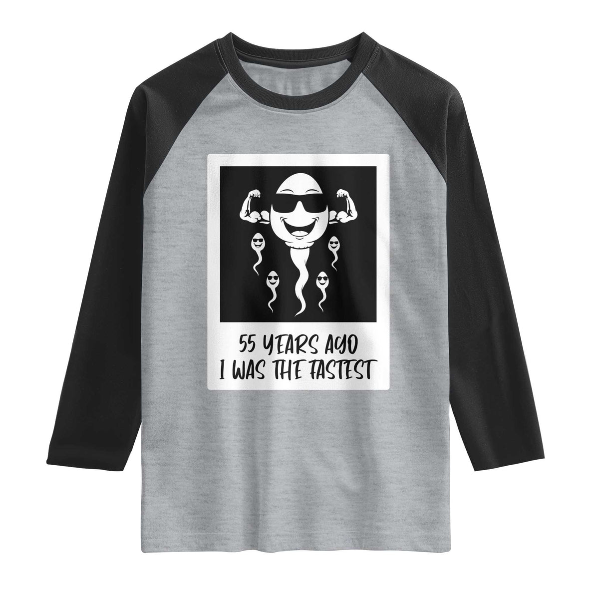 55 Years Ago I Was The Fastest Raglan Shirt Funny 55th Birthday Milestone Graphic TS12 Heather Gray Black Print Your Wear